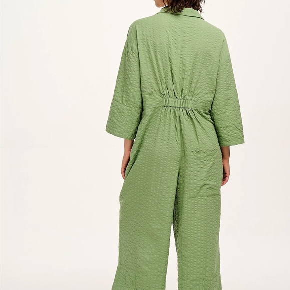 US 28 Lucy & Yak Fran Cotton Seersucker Jumpsuit Black - Picture 9 of 9